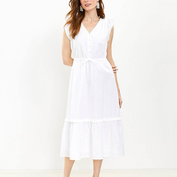 LOFT Dresses & Skirts - Loft White Ethereal Summer Midi Dress